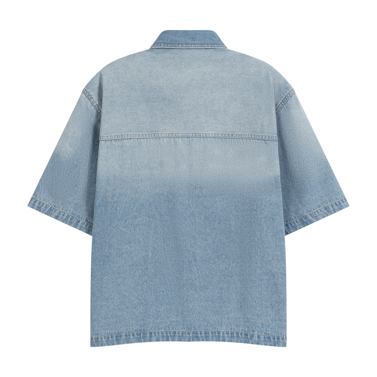 Vintage Wash Boxy Short Denim Shirt - Unisex