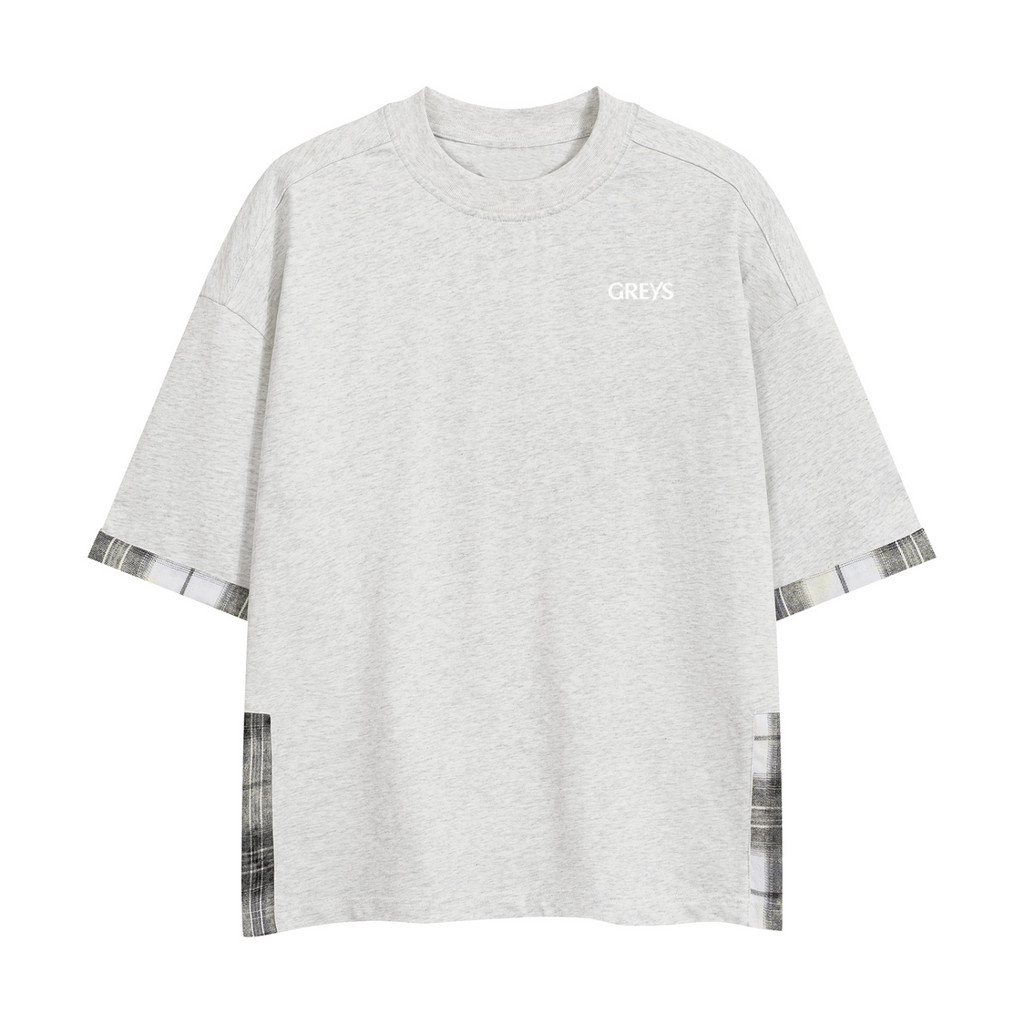 Plaid Paneled T-Shirt - Herre